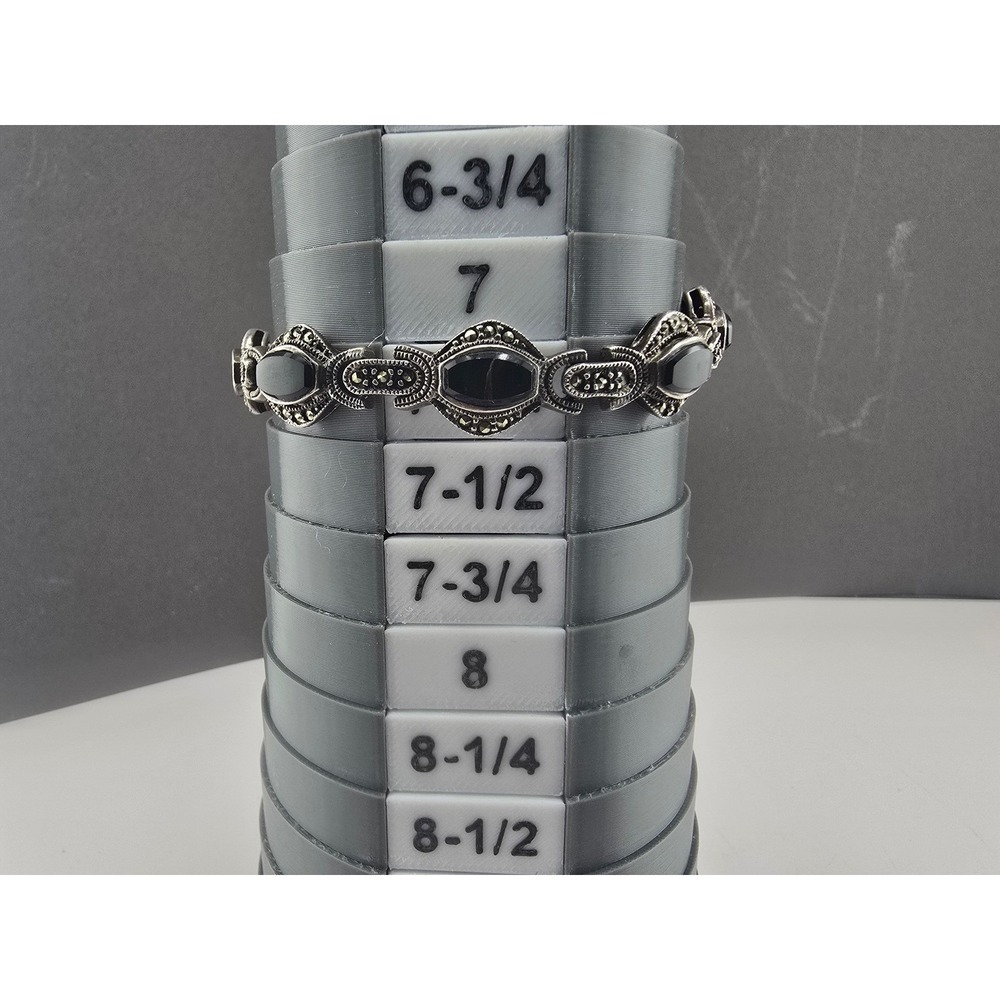 Vintage Estate Link Bracelet Sterling Silver Black Marcasite READ 7.5in - Picture 13 of 15
